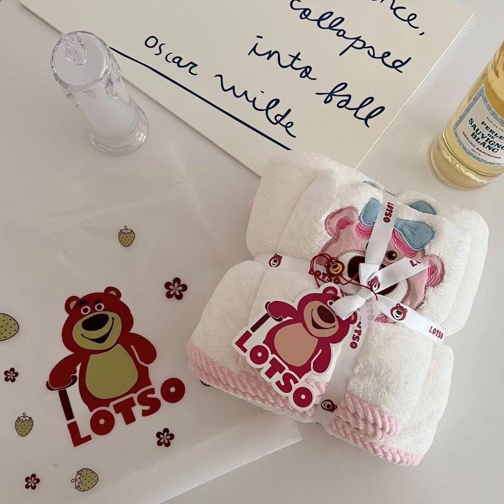 Khăn tắmkhăn tắm Khăn Tắm cotton Trơn Thấm Hút Nhanh Khô Họa Tiết Gấu Và Dâu Tây Đáng Yêu Cho Bé