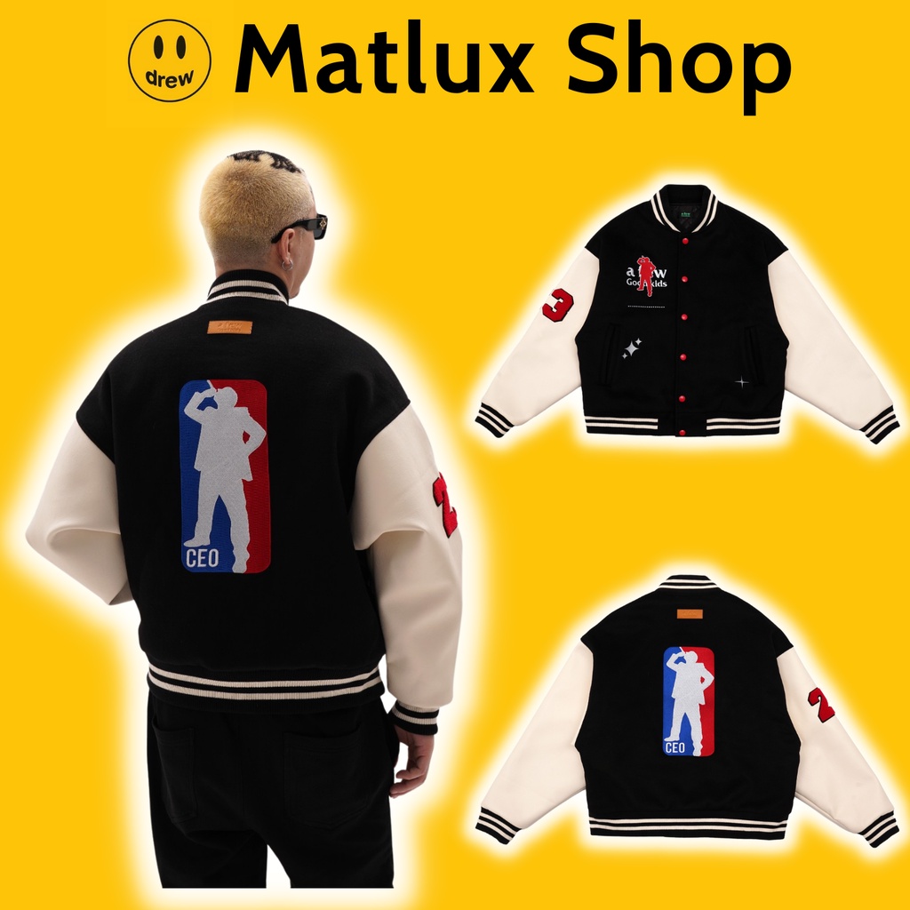 Áo varsity jacket DONCARE A Few Good Kid màu đen bản cao cấp, Áo khoác bóng chày nam nữ thêu hình họa tiết form rộng