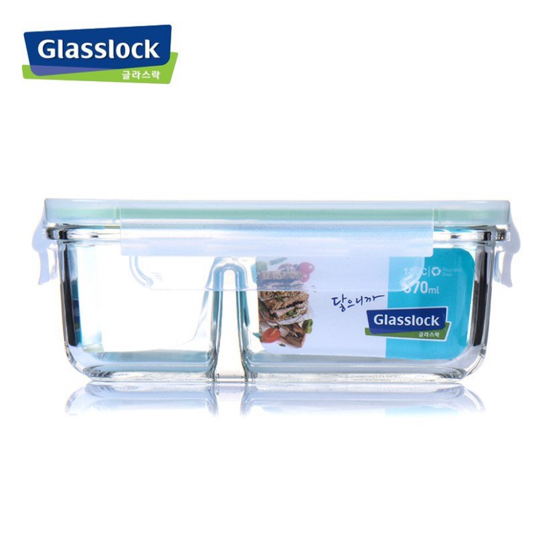 Bộ hộp cơm Glasslock 670ml (chia ngăn) + 400ml kèm túi giữ nhiệt