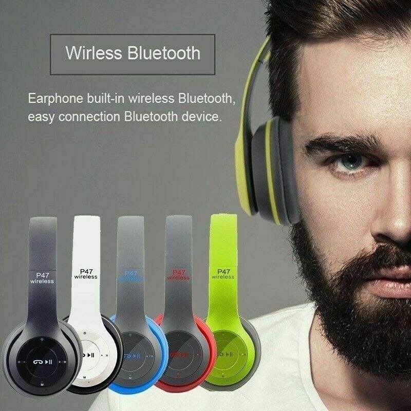 Tai Nghe Không Dây Kết Nối Bluetooth P47 Có Khe Cắm Thẻ Nhớ - Loại Chụp Tai- BASS UY LỰC