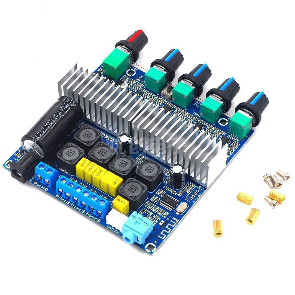 Bảng Mạch Khuếch Đại Âm Thanh Siêu Trầm 2*50W+100W TPA3116 Kênh 2.1 Kết Nối Bluetooth 5.0 DC12V-24V