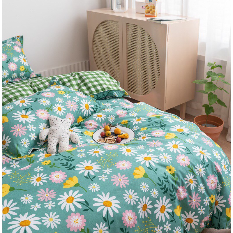 Bộ Chăn Ga Cotton POLY CÚC XANHchăn, ga, cotton, ga nệm, chăn ga, cotton poly, chăn nệm, chăn ga gối, bedding️