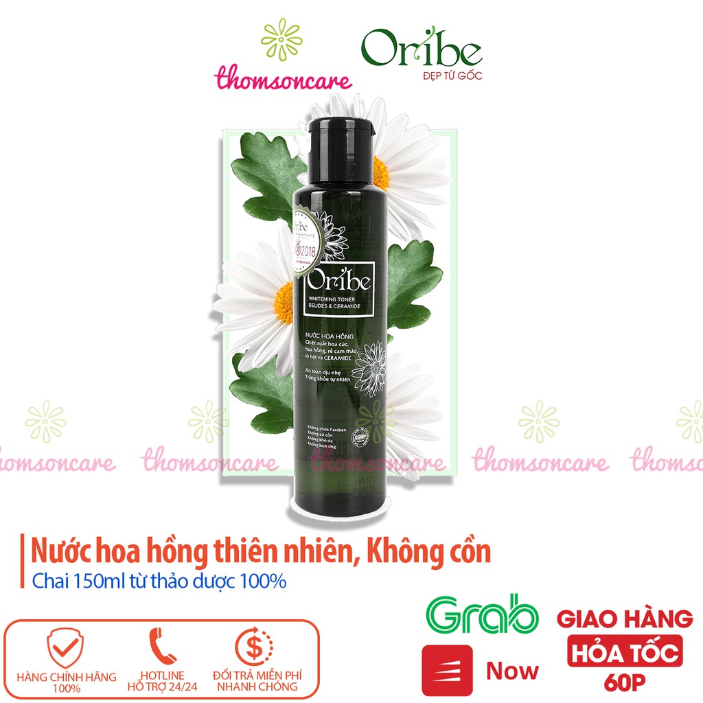 Nước hoa hồng dưỡng ẩm trắng da Oribe 150ml - Toner từ thiên nhiên, không cồn, không khô da, giảm mụn, da nhạy cảm