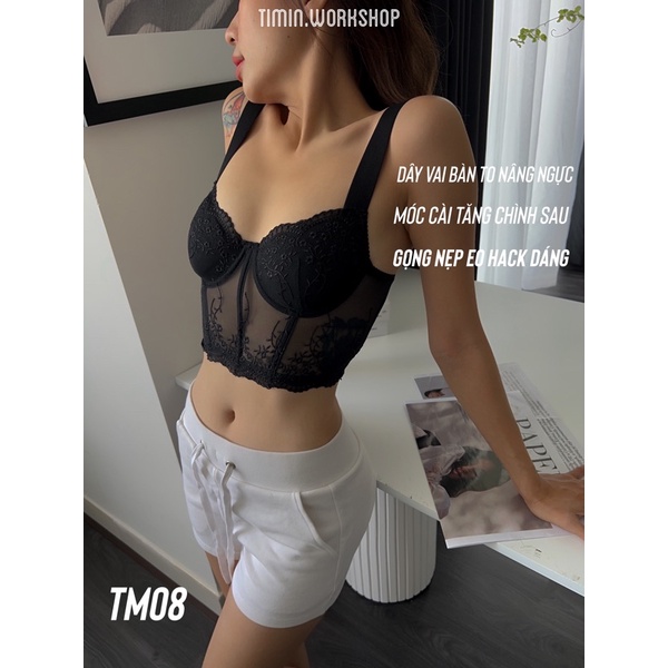 TM08 Áo Lót - Áo Ngực Corset Có Gọng Đệm Vừa Nâng Ngực Cao Cấp, Quyến Rũ