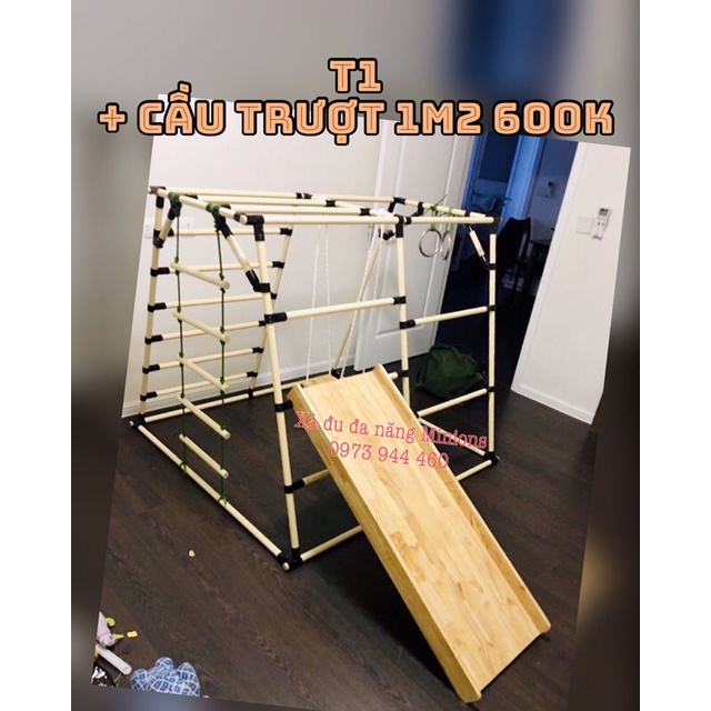 Cầu Trượt Gỗ Gắn Xà đu Dài 1,2m( Không bao gồm khung xà)