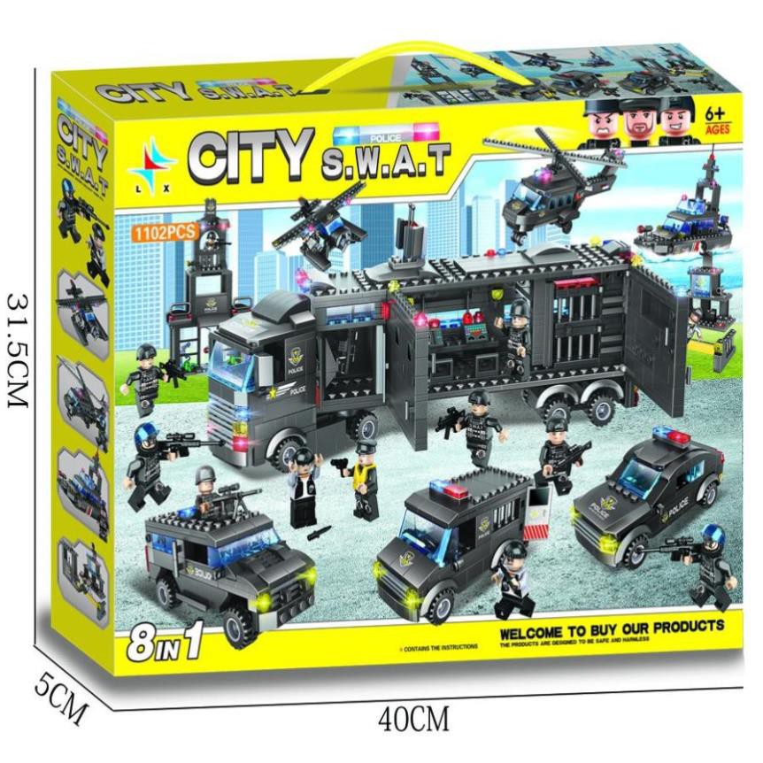  Lắp ráp Ghép Hình Đội Đặc Nhiệm SWAT CITY 8IN1 1102PCS SP619