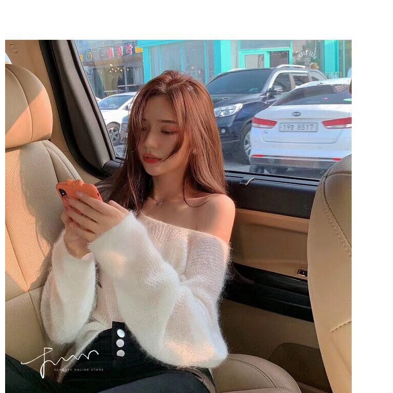Áo len SUXI cho nữ tay dài cổ chữ V màu trơn thanh lịch
