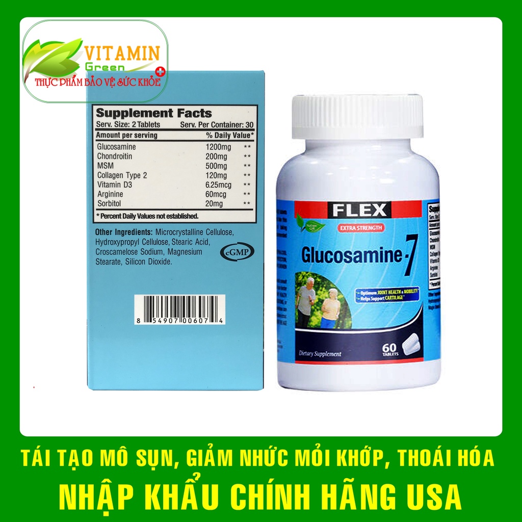 Viên uống bổ xương khớp FLEX Glucosamine-7 Nature Gift tái tạo mô sụn, giảm nhức mỏi khớp | Nhập khẩu chính hãng Mỹ