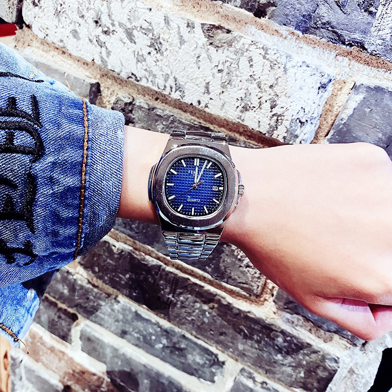 Đồng hồ nam chính hãng chống nước cao cấp đẹp dây thép hợp kim 316L mặt vuông W15