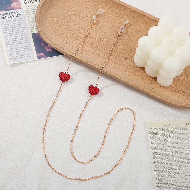 Dây đeo mắt kính chống thất lạc hình trái tim đính đá