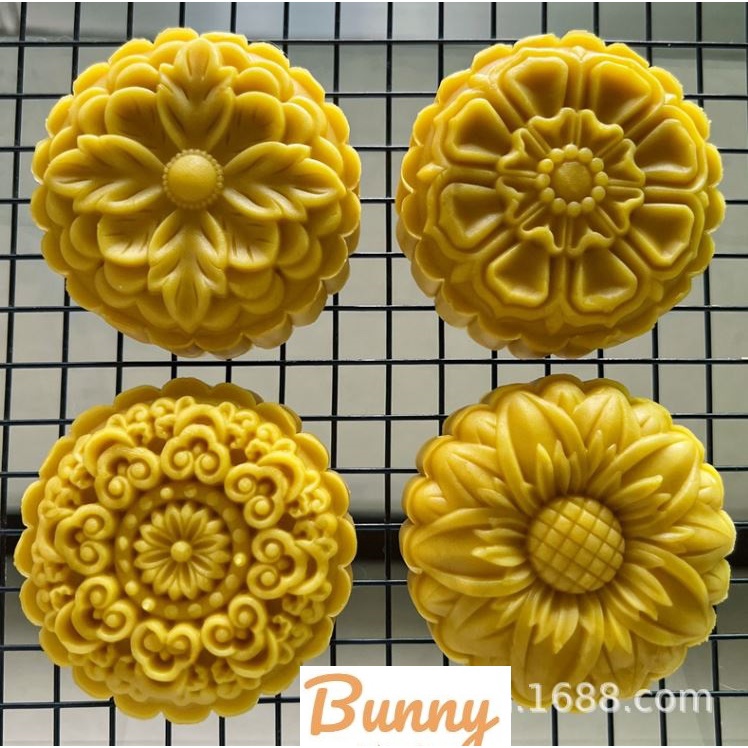 Khuôn Bánh Trung Thu lò xo 4 mặt hoa 125gram - 150gram