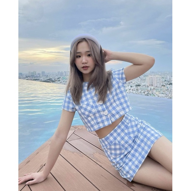 set váy kẻ caro