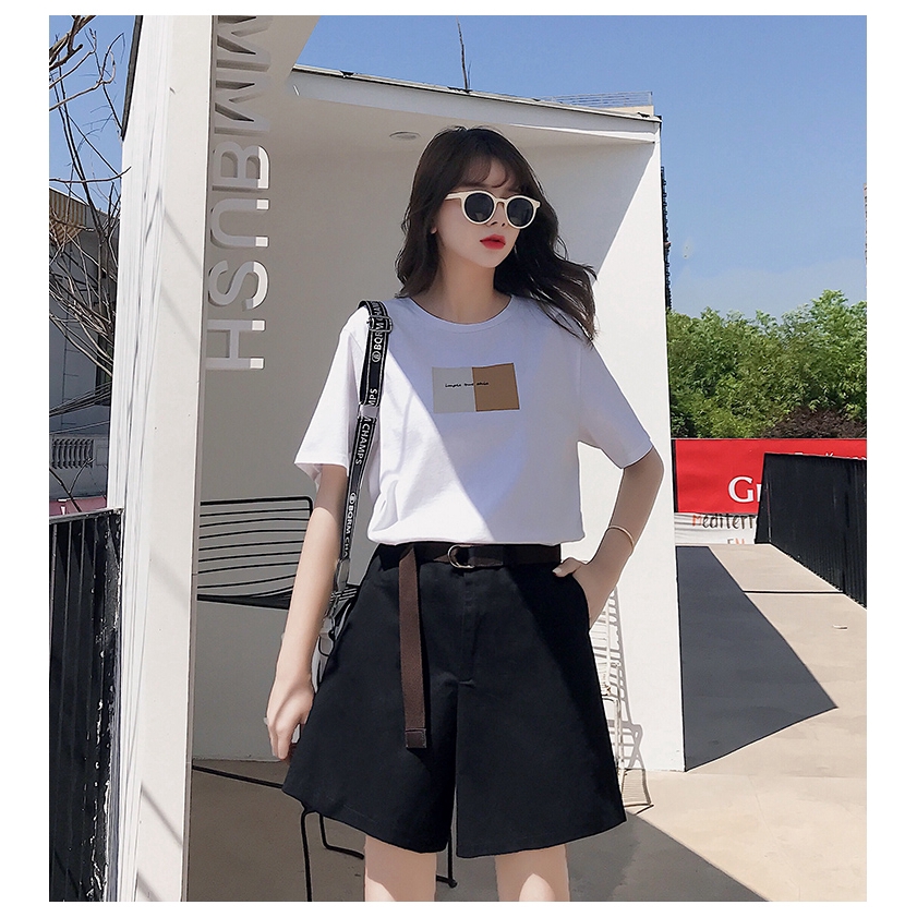 SUXI Quần short lưng cao phong cách Hàn Quốc thời trang năng động cho nữ