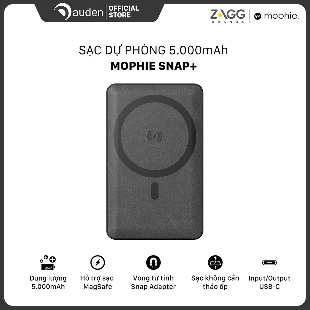 [Mã 156ELHA80K giảm 6% đơn 400K] Sạc dự phòng Mophie Snap+ 5,000mAh Hàng chính hãng