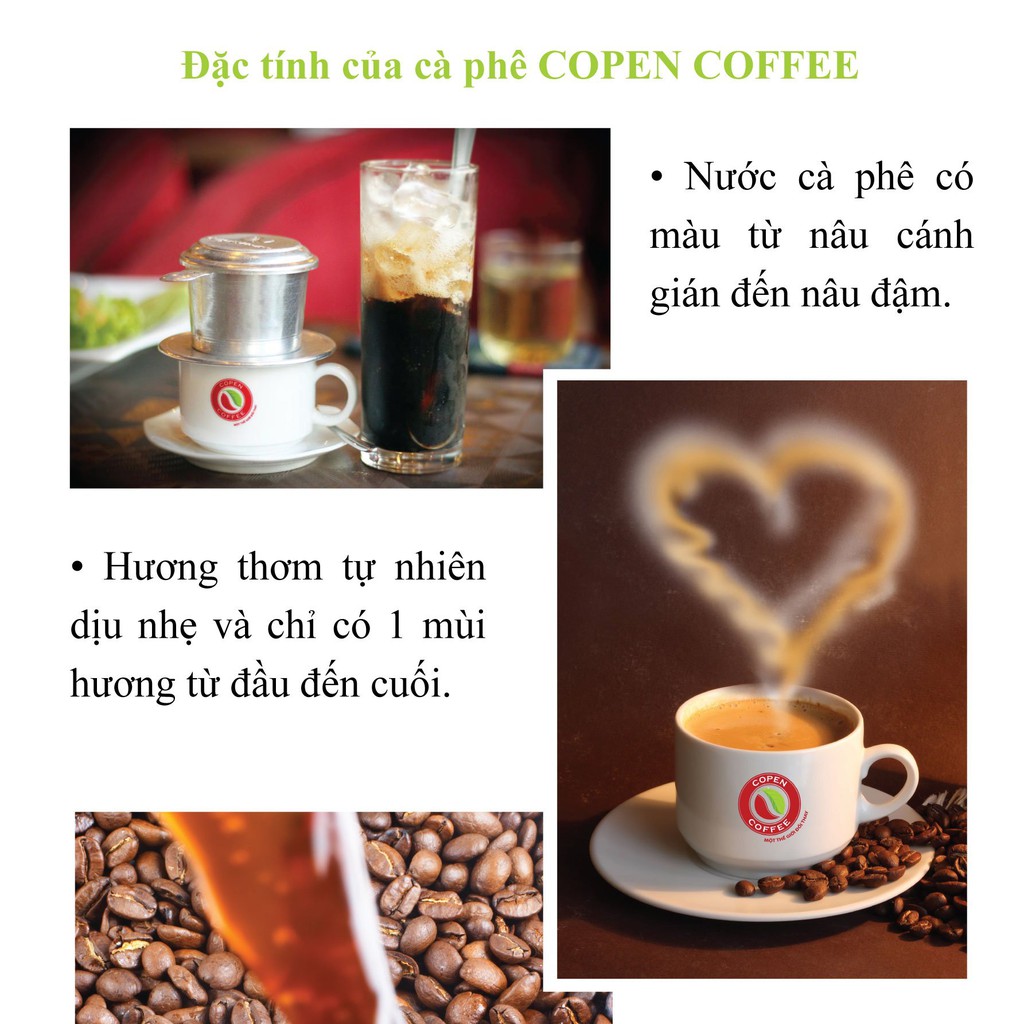 Cà phê hạt Moka Copen Coffee túi 200g (Nguyên Hạt Rang Mộc) đắng nhẹ, xen lẫn vị chua và ngọt, thơm dịu