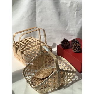 Hộp tre nắp gài đựng cơm, đồ ăn picnic/ tặng quà tết