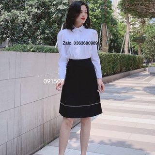 Chân váy chữ a nhỏ tới gối trẻ trung gấu nẹp trắng