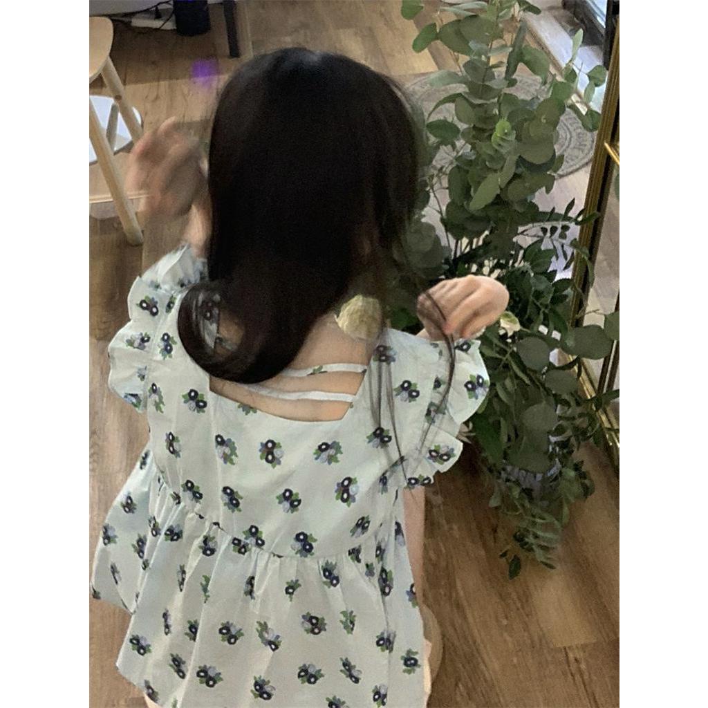 Áo Kiểu Cổ Vuông Tay Cánh Tiên Họa Tiết Hoa Nhỏ Xinh Xắn 63192