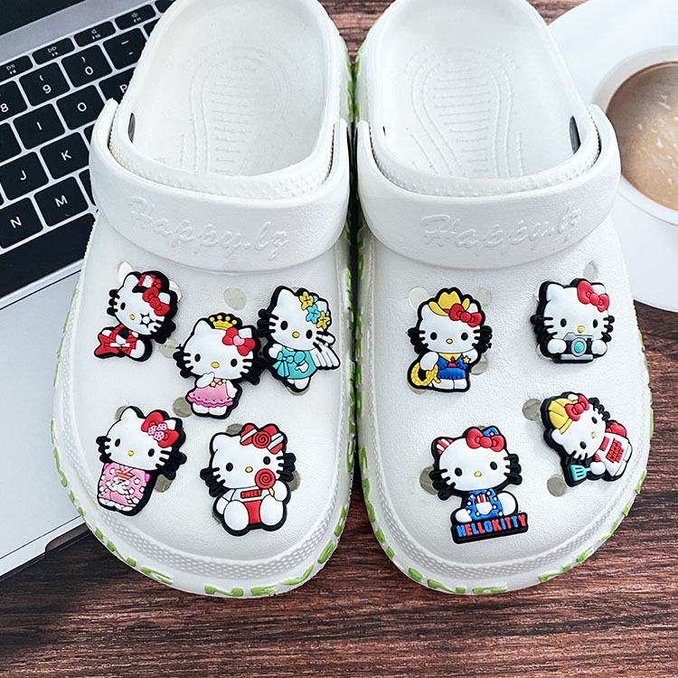 Nút Gắn Jibbitz, Sticker Trang Trí Giày Dép Hình Hello Kitty