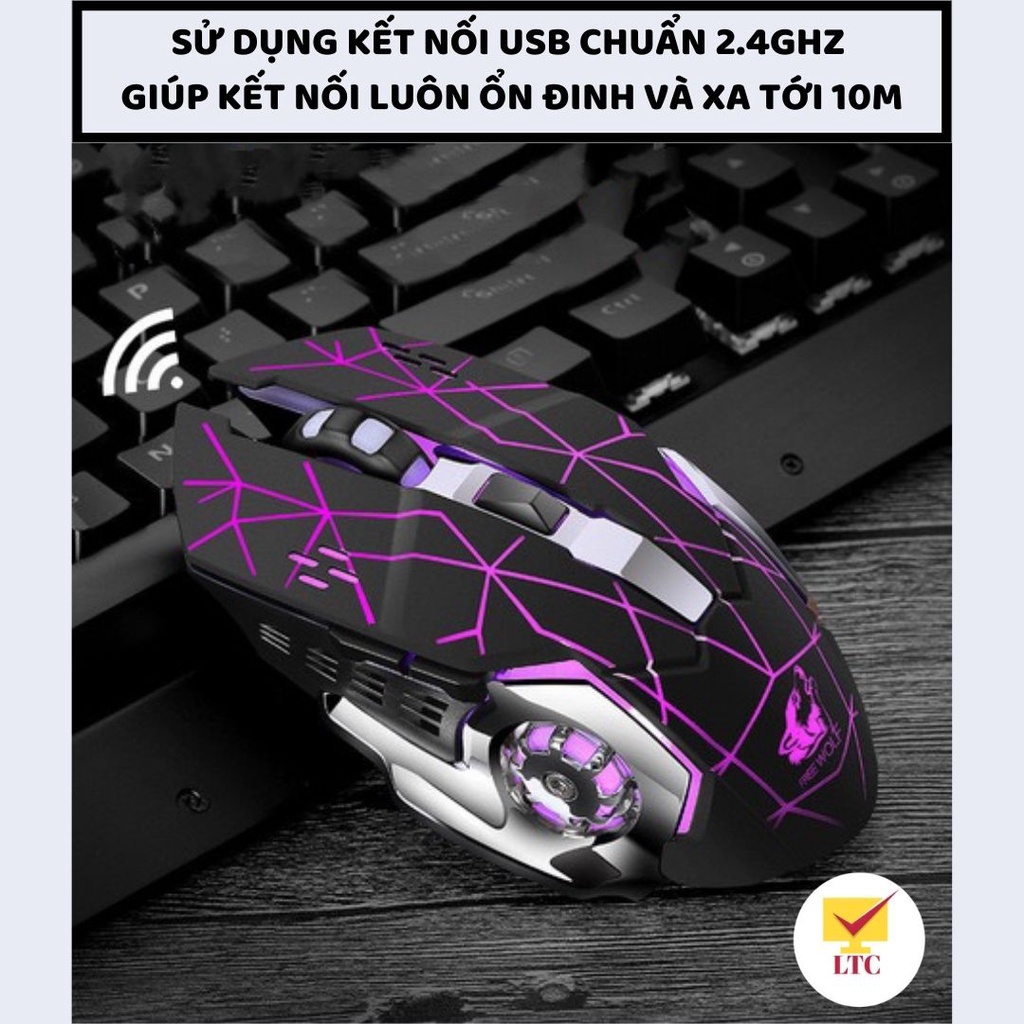 Combo Chuột Và Lót Chuột Size 25X21cm LTC X8 PRO 2022 Pin Sạc Litthium Cực Trâu Tiện Lợi, Led RGB Đổi Màu Cực Đẹp