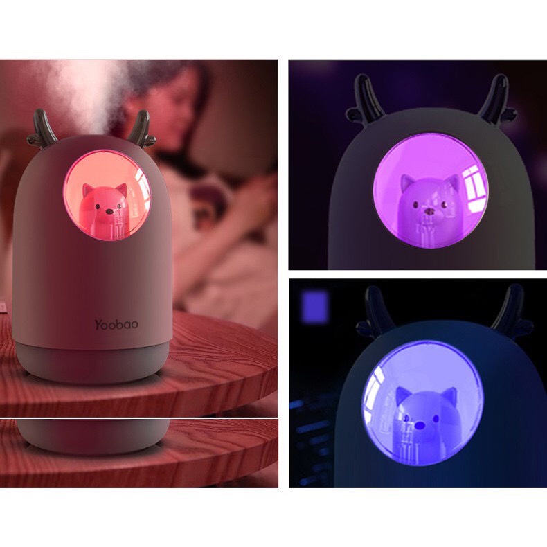 Máy phun sương tạo độ ẩm hình thú kèm đèn ngủ Yoobao
