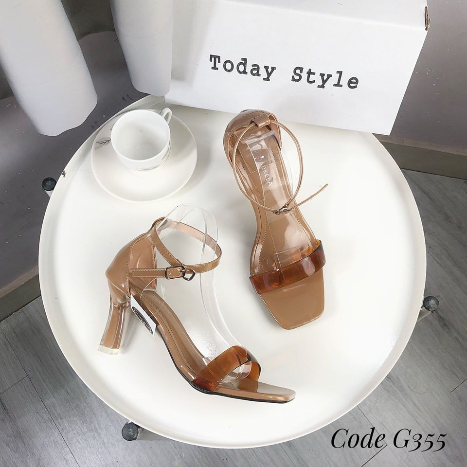 Sandal gót nhọn đơn giản Today Style da mềm 5p G355