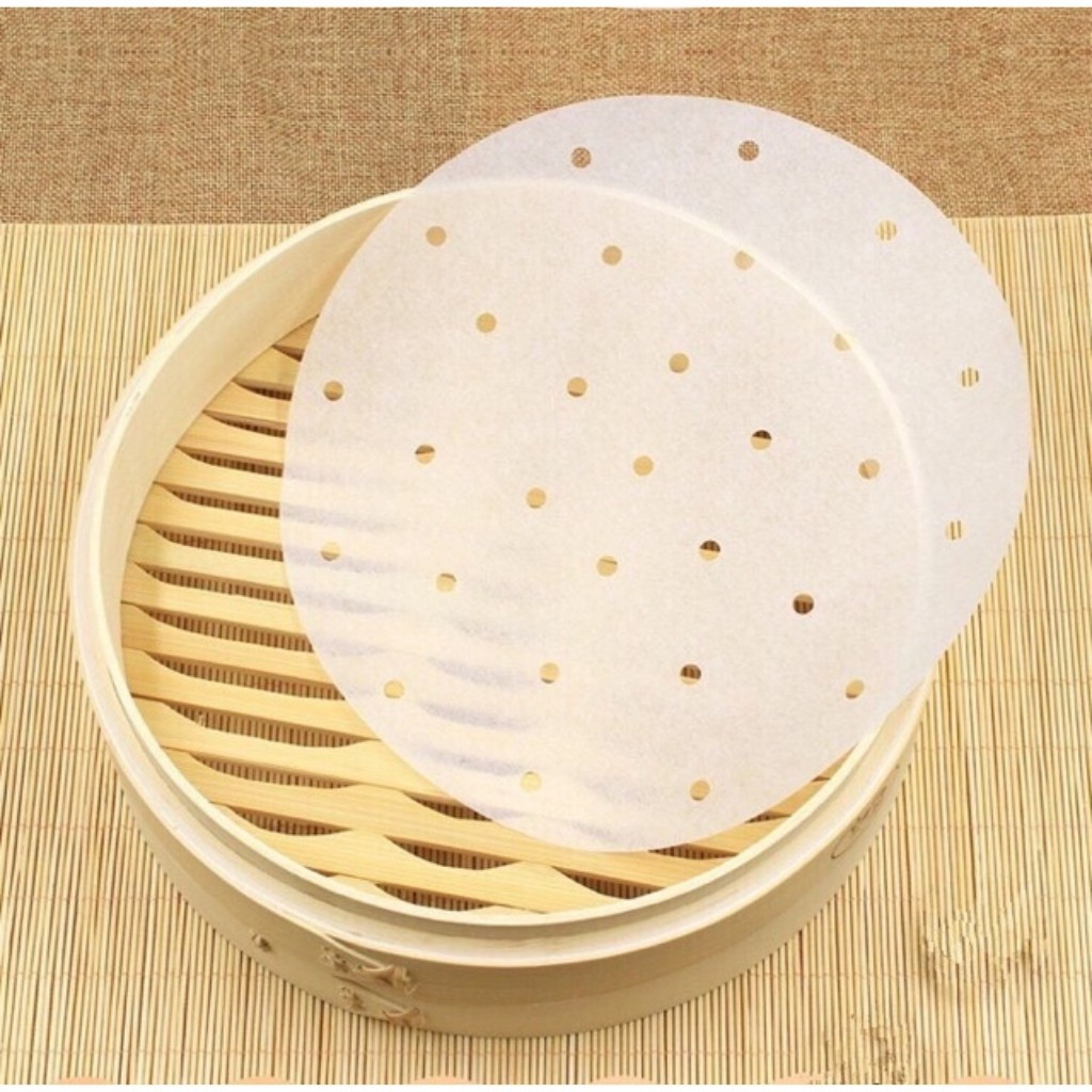 [100 Tờ] Giấy Nến Tròn, Chống Dính Cho Nồi Chiên Không Dầu, Lót Xửng Hấp Size 23cm