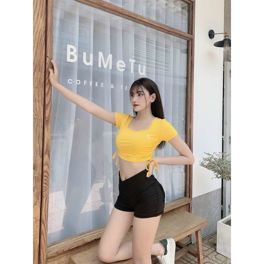 Áo tập gym nữ [CROPTOP] Thể Thao Naqi Dây Rút [ĐỒ TẬP GYM NỮ]