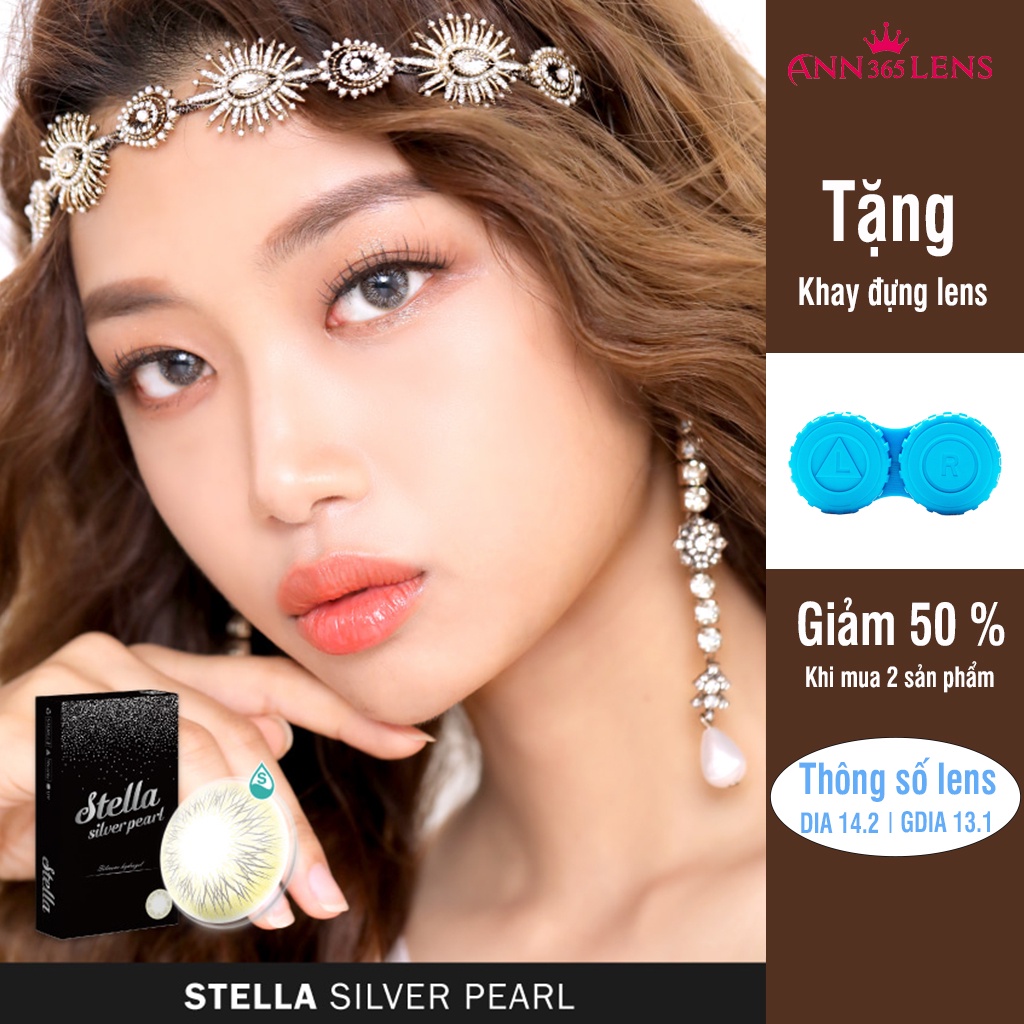 Lens mắt màu nhũ bạc Stella Silver Pearl ANN365 cao cấp chống tia UV Đeo 12h/ngày