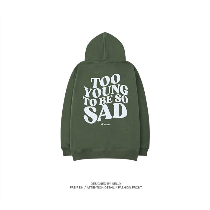 Áo hoodie Nelly Heybig - 2 Young 2 Be Sad màu xanh