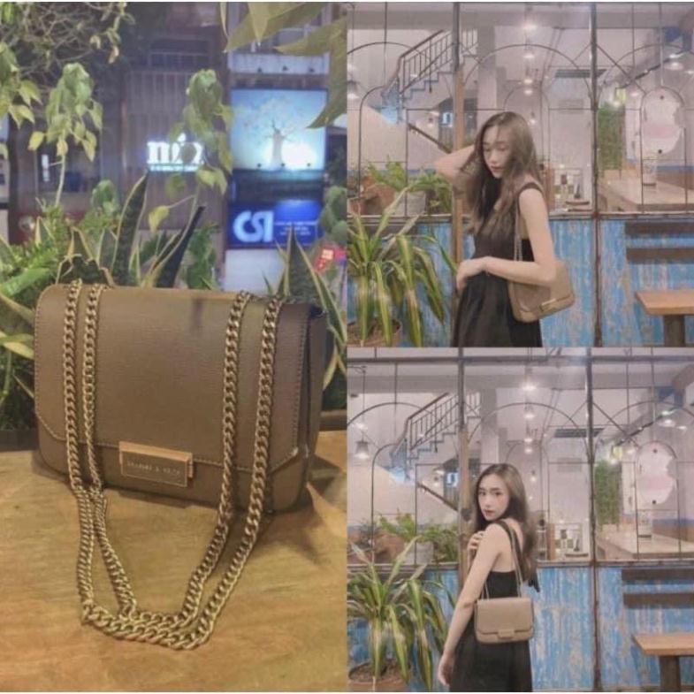 Túi da sần khoá bấm size 20 dây full xích chuẩn xuất xịn hàng cao cấp