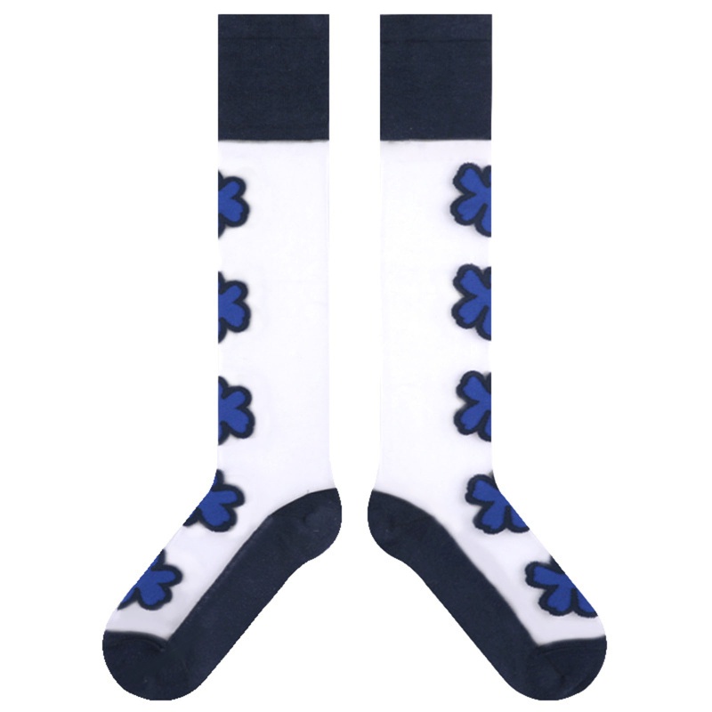 Xiangbao Vớ Ống Chân Phối Lưới Mỏng Thoáng Khí Họa Tiết Hoa Ngọt Ngào Phong Cách Harajuku Mùa Hè Cho Nữ