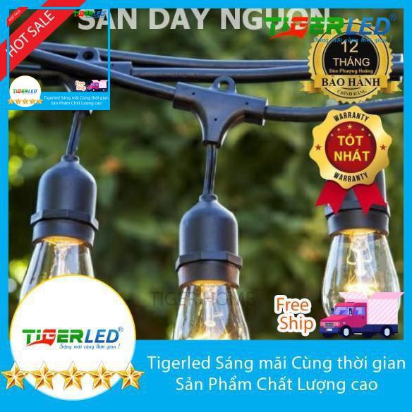 Đèn dây trang trí ngoài trời 5M 10 đui kín nước (IP65) Đây Đồng Nguyên Chất Chịu tải 10 bóng 50w