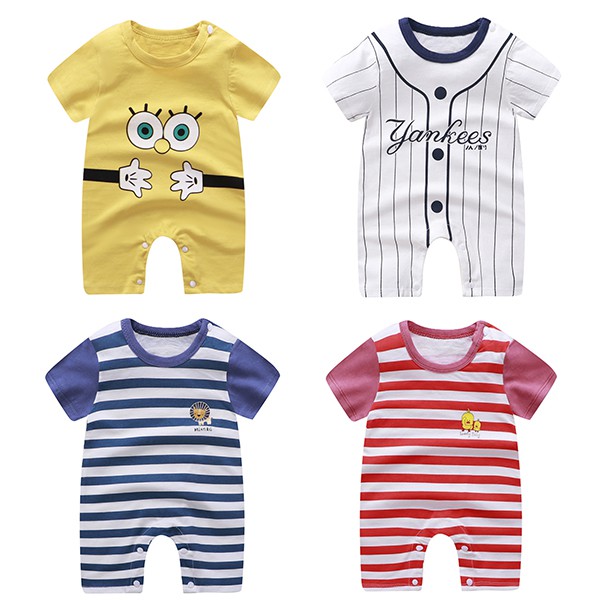 Bộ Áo Liền Quần Bằng Cotton Tay Ngắn Dành Cho Bé