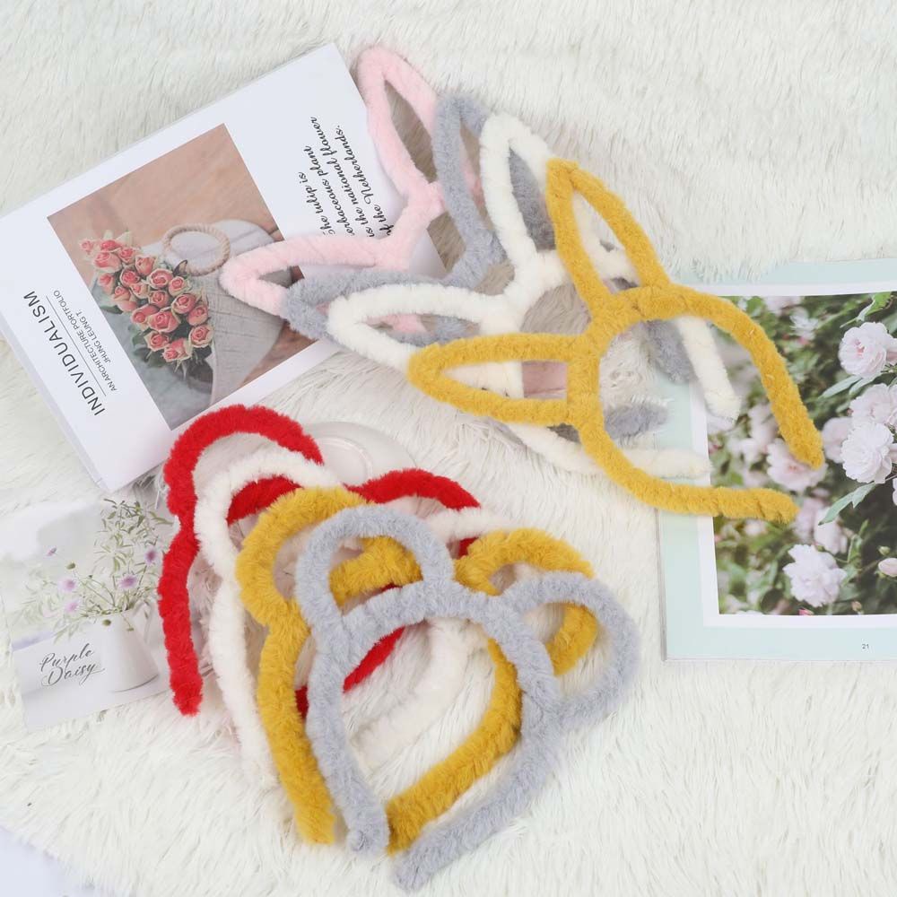 Cài tóc tai thỏ hoạt hình bằng lông nhung nhiều màu độc đáo phong cách Hàn Quốc cho bé