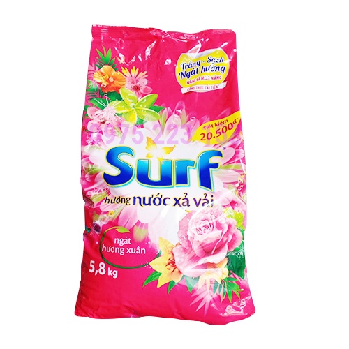 Bột giặt Surf bịch 5.5kg hương nước xả vải ngát hương xuân Tặng 1 bông tắm màu ngẫu nhiên - xà bông giặt đồ surf 5.5 kg