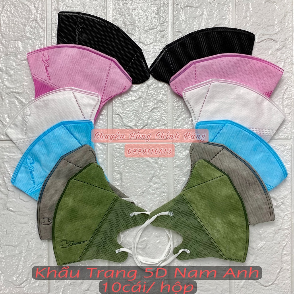 Khẩu trang Kháng Khuẩn 5D NAM ANH FAMAPRO 3 lớp 10 cái/ hộp Trắng, Hồng, Xanh Y Tế, Xanh Rêu, Đen, Xanh Navy, Xám