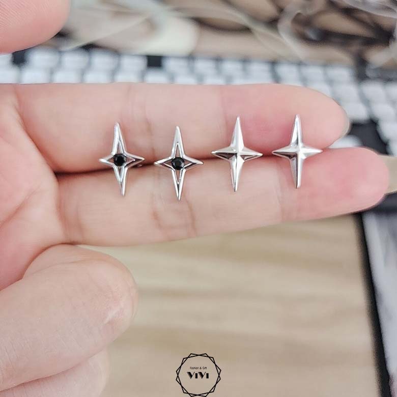 Bông tai Bạc 925 cao cấp kiểu khuyên ghim Atahost – ViVi_Gift