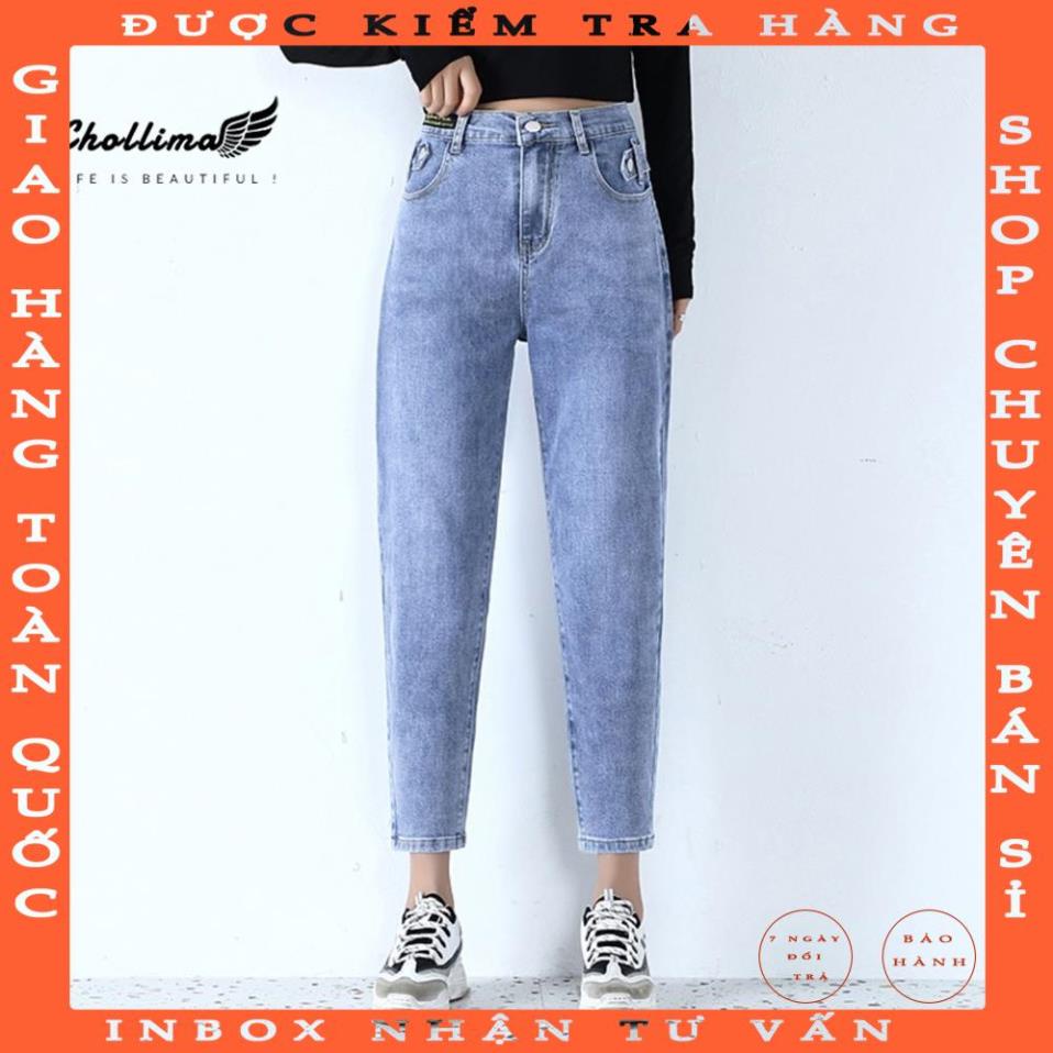 Quần baggy jeans nữ Chollima form rộng lưng thun gắn mạc đen QD008 ulzzang phong cách hàn quốc chungmo