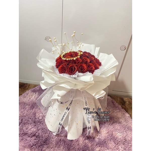 Quà tặng Valentine bó hoa nhũ kim tuyến 25 bông