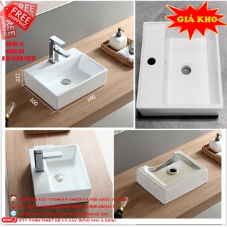 Chậu lavabo vuông màu trắng kích thước nhỏ sang trọng giá rẻ