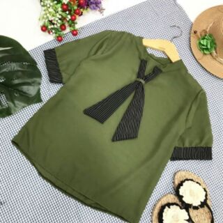 Áo sơ mi kiểu cột cà vạt cổ
