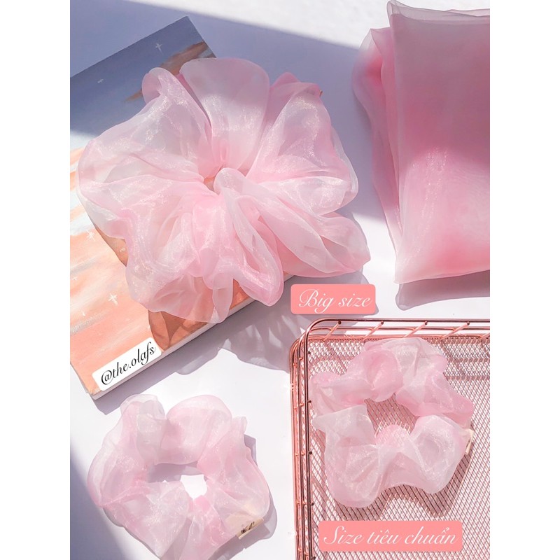 Dây buộc tóc Scrunchies Big size Voan màu hồng ombre
