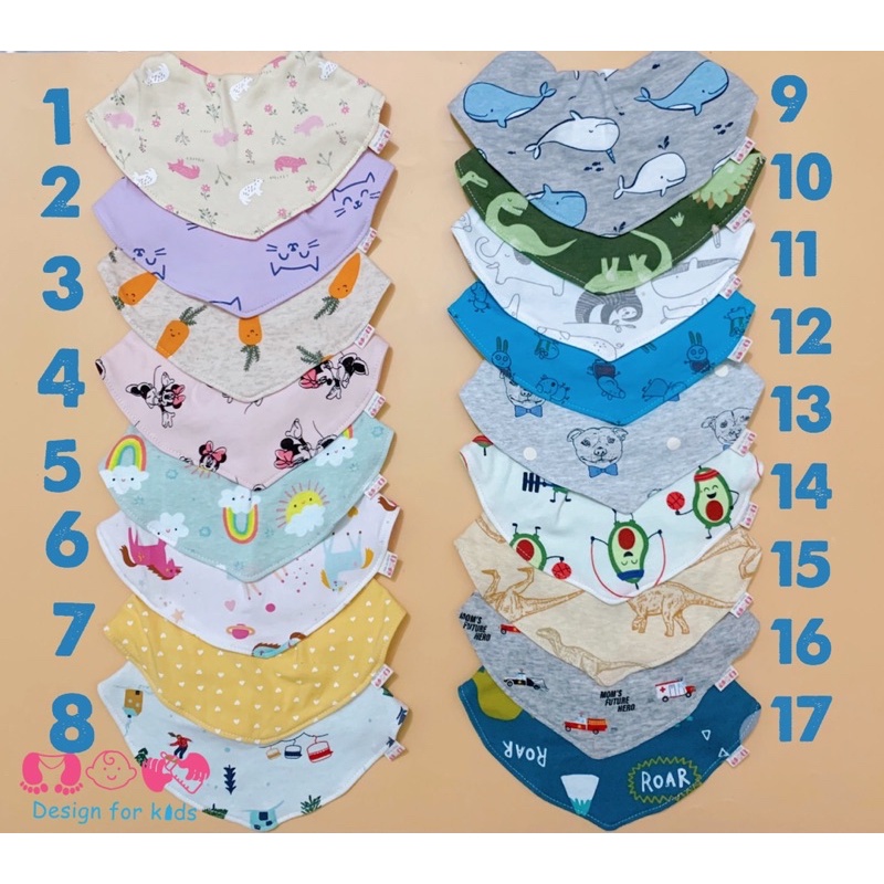 Yếm đeo cổ vải cotton xuất dư mềm mịn cho bé 0-5 tuổi