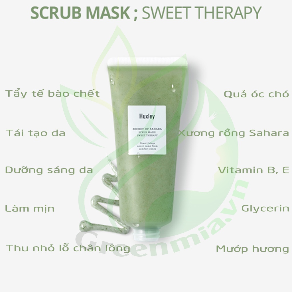 Tẩy Tế Bào Da Chết Huxley MINI SIZE 30G Huxley Scrub Mask Sweet Therapy Mặt Nạ Tẩy Da Chết Chiết Xuất Xương Rồng Sahara