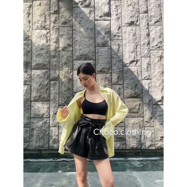 Áo somi tay dài màu VÀNG PASTEL tươi tắn