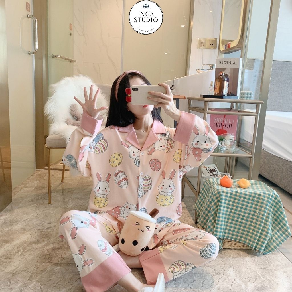 (QC loại 1) Đồ bộ Pyjama dài tay Cotton cao cấp INCA 19- Chất vải thoáng mát, họa tiết siêu xinh, nhiều size lựa chọn