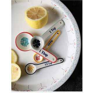 [Bà nội trợ hiện đại] Bộ thìa đong bằng gốm sứ - Phong cách Nhật Bản - Xuất Nhật