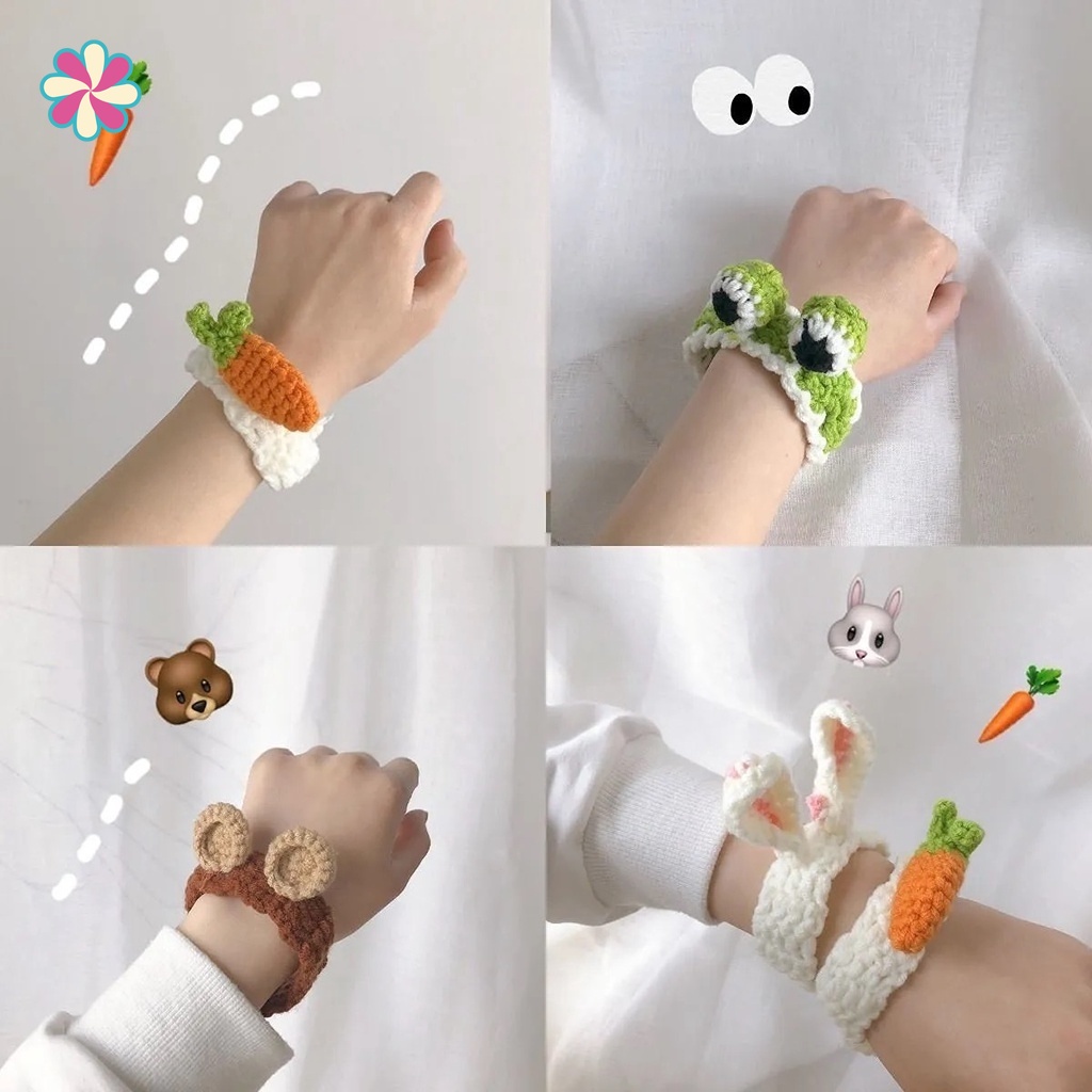 Vòng Tay Dệt Kim Đính Tai Thỏ Và Gấu Hoạt Hình Dễ Thương