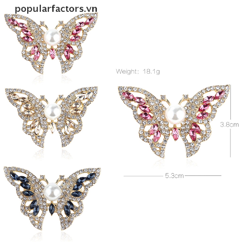 Huy hiệu cài áo hình bướm đính đá thời trang sang trọng cho nữ